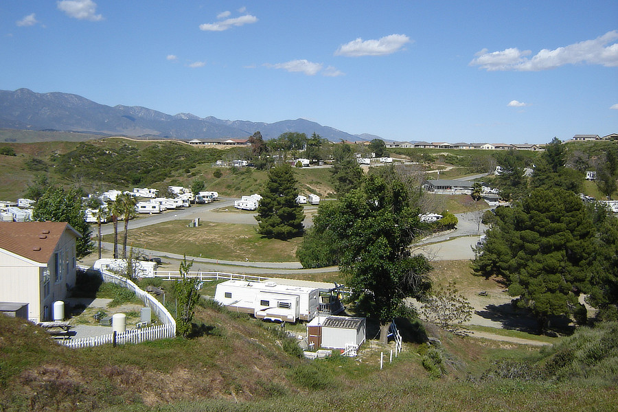 View of the campground and mountains behind